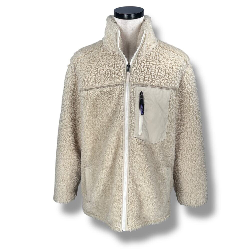 Patagonia Classic Retro-X Coat Fleece Jacket Womens Large Dark Natural Cream Zip